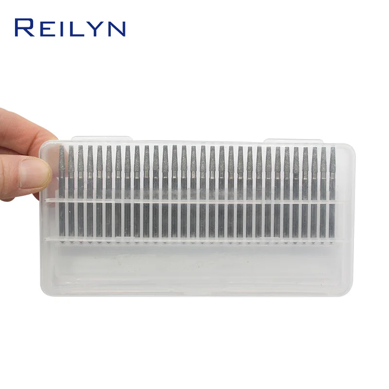Reilyn 30 Pieces/Set Tool Abrasive Trapezoidal Diamond Grinding Head 120#3x3mm Raw Stone Work Peeling Jade Polishing point