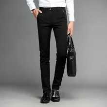 Высококачественные Брендовые брюки, весенние повседневные мужские брюки, модные мужские Стрейчевые брюки, деловые повседневные мужские тонкие брюки