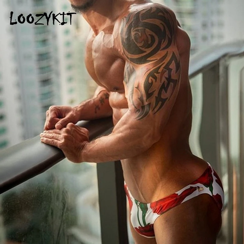 

Loozykit 2019 Swimming Shorts For Men Brief Swimsuit Low Rise Quick Dry Beach Floral Swimwear Plus Size Trunks Short Bain Homme