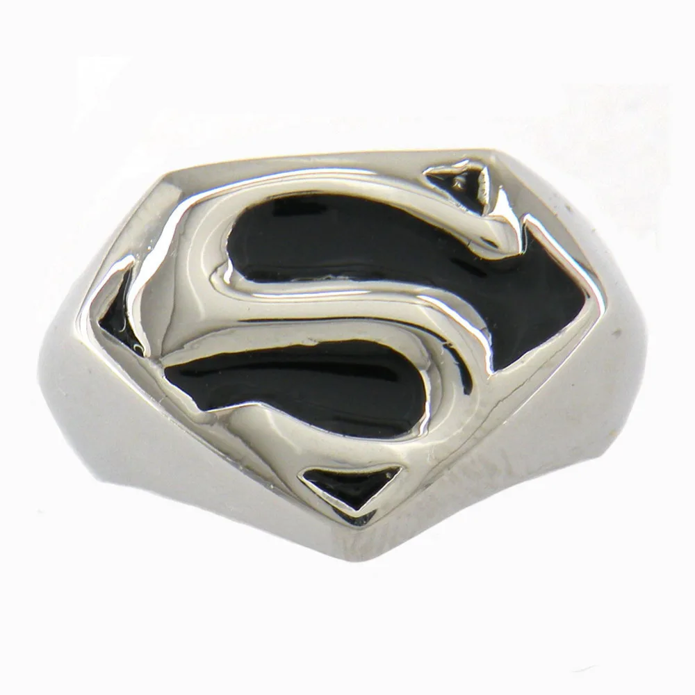 Fanssteel Stainless steel jewelry S Alphabet Signet Superman Ring ...