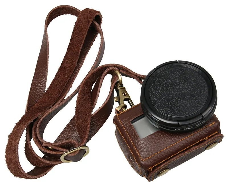 

Genuine Leather Handmade Receive a of bag case leather production drop for GoPro hero5 hero4 black silver set Fire leather