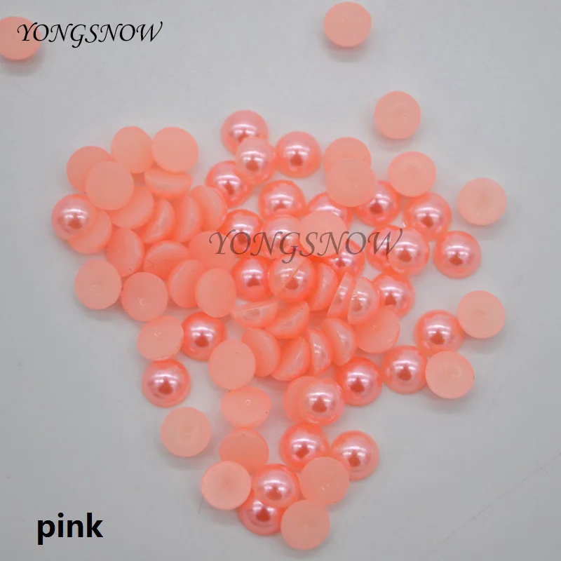 200Pcs/lot 6mm Multicolor Acrylic Imitation Beads Pearl Half Round Flatback Bead Wedding Party Decor DIY Nail Art Decorate75z - Цвет: pink