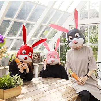 

Party Mask Halloween Rabbit Head Masks Masquerade Cosplay Bunny Masque DIY Paper Mascara 3D Decor Carnaval Acessorios Creative