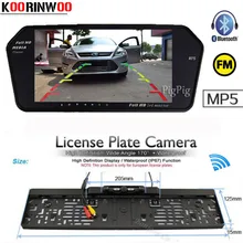 KOORINWOO Wireless EU license Plate Frame Camera 4 IR FM Display 7 Inch Car Monitor Mirror Bluetooth MP5 Car Rear View Camera