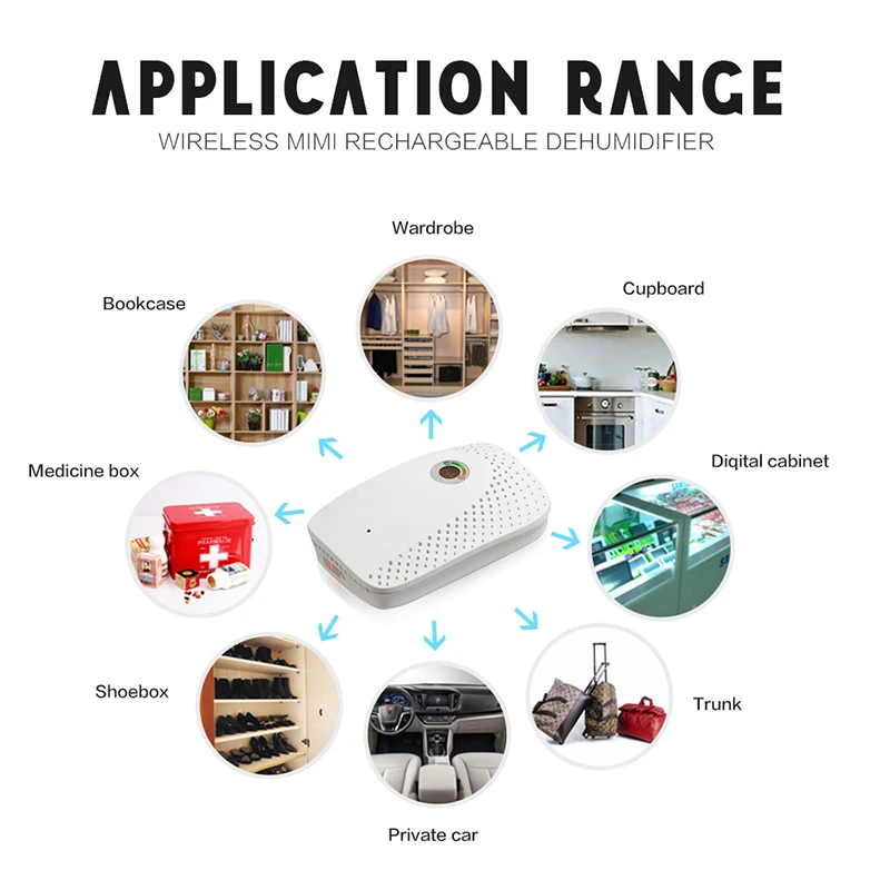 

2017 Newest Portable Mini Air Dryer Powerful Desiccant Dehumidifier Moisture Recycle Use Bathroom Wardrobe Dehumidifier For Home