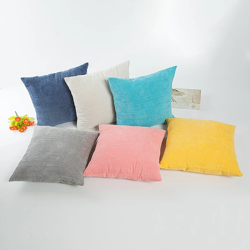 

1 Pc 45 45cm Solid Color Cushion Cover Corn Kernels Corduroy Pillow Cover Sofa Car Throw Pillowcase Bedroom Home Decor Almofada