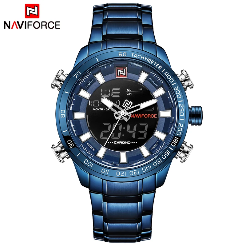 NAVIFORCE топовые Роскошные Брендовые мужские спортивные часы полностью Стальные