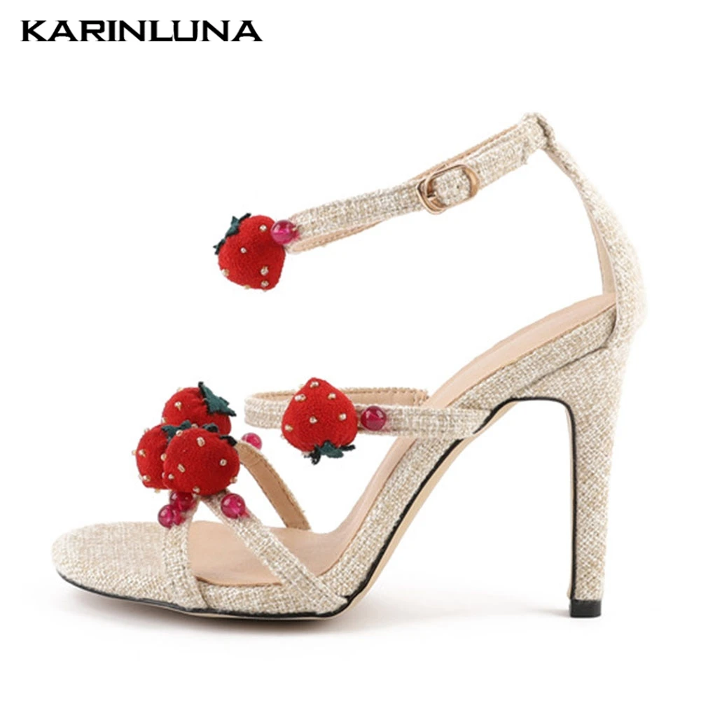 

Fashion Sexy Wedding Sweet Strawberry Ladies High Heels Shoes Woman Casual Party Sexy Summer Sandals 2019