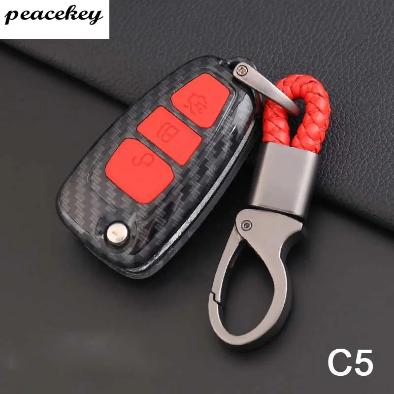 

Carbon Fiber Car Styling car key case cover Keychain for Ford Fiesta Focus 3 4 MK3 MK4 Mondeo Ecosport Kuga Focus