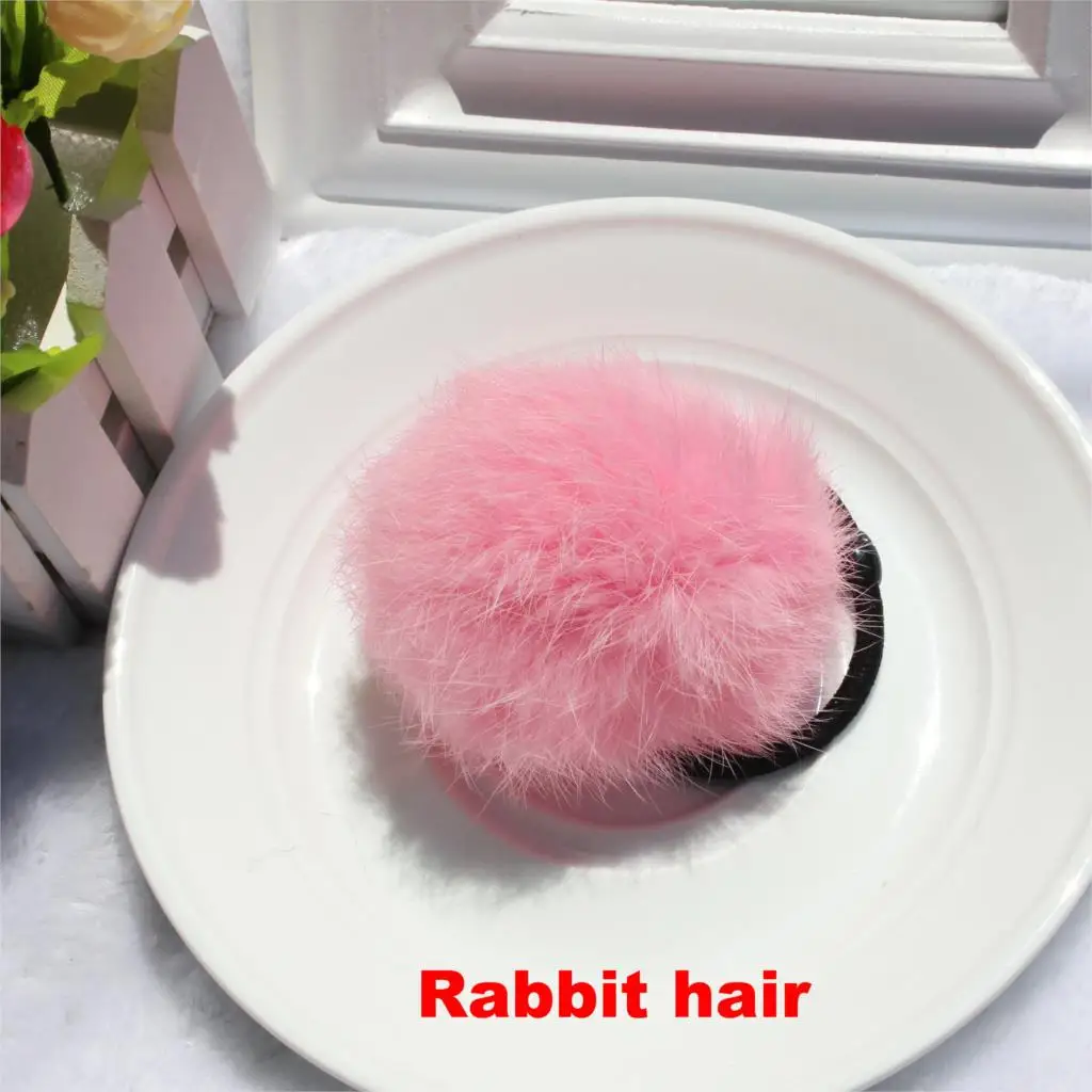 TS Lady 2015 Fashion Rabbit Fur Ball Super Elastic Hair Bands Women Hair Accessories Ball Fashion Colorful Hair Ring Headbands