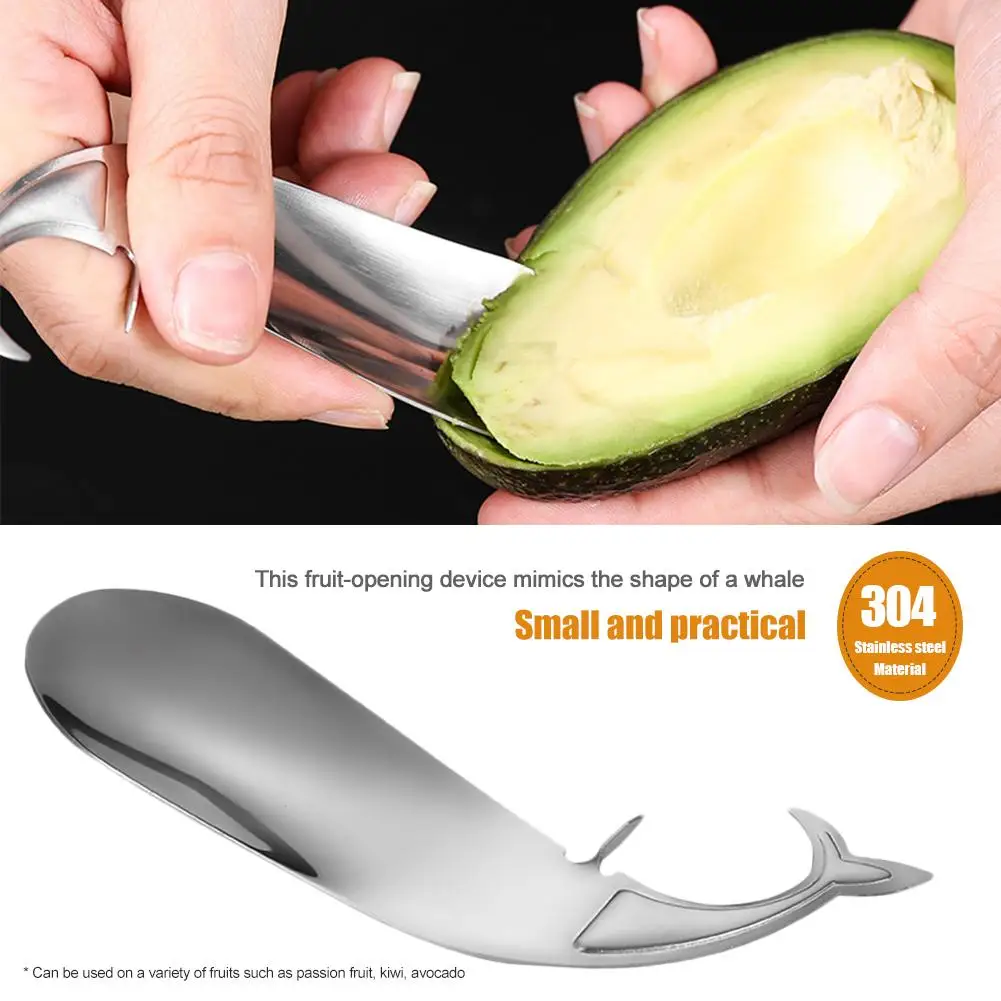 Нержавеющая сталь Портативный нож-открывалка для фруктов инновационные КИТ Страсть фрукты, авокадо киви открытый разделочный кухонный нож гаджеты с ложкой - Цвет: Silver