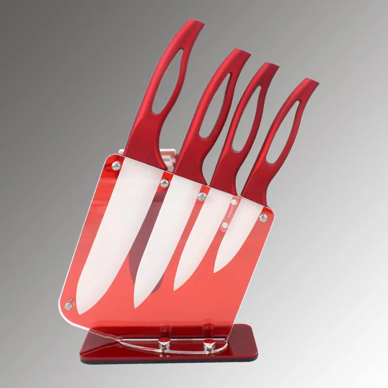 

2019 New Arrivals Red Handle Ceramic Knife with Holder Kitchen Set 3" 4" 5" 6" inch+Peeler+Holder Kitchen Knife