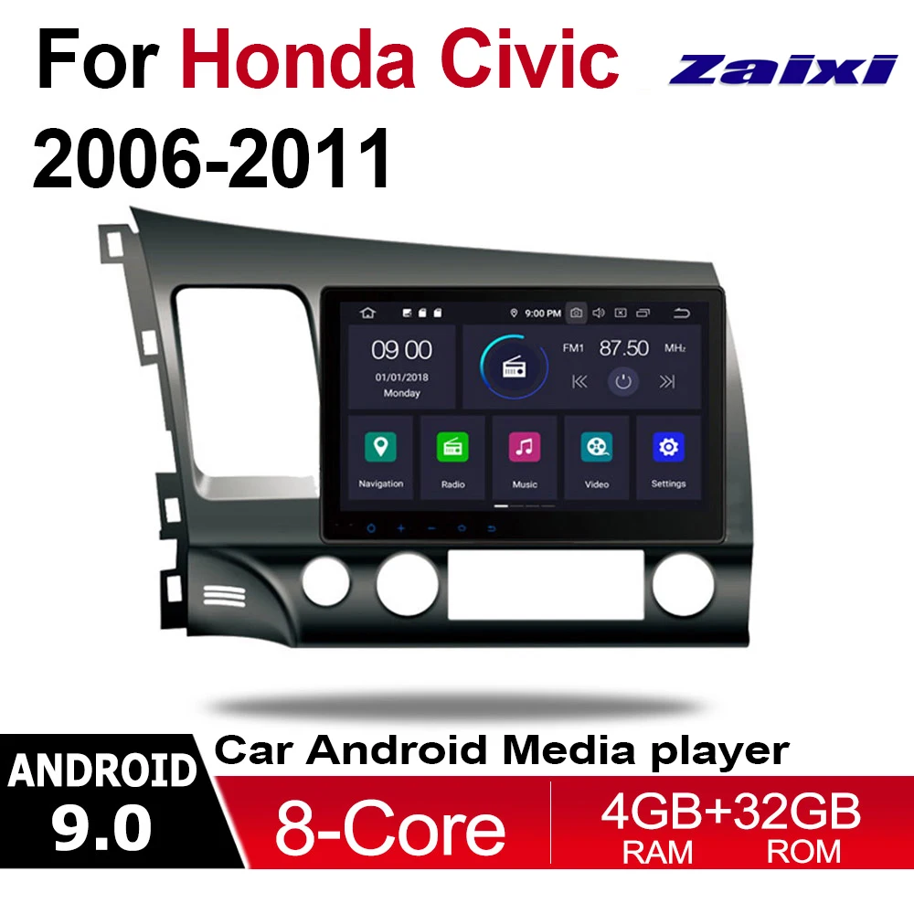 

ZaiXi 10.1" Android Car Multimedia player 2 Din WIFI GPS Navigation Autoradio For Honda Civic 2006~2011 touch screen Bluetooth