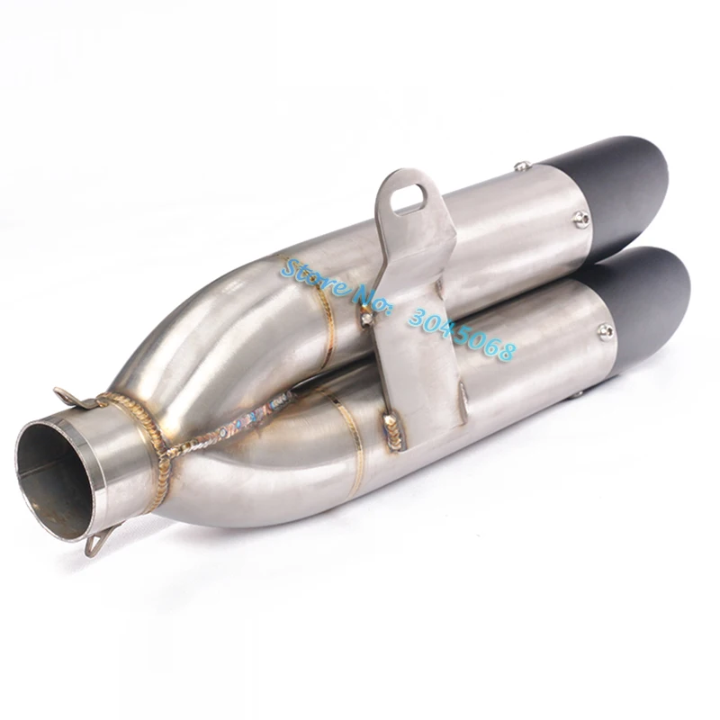 Escape de la motocicleta tubo de Escape 2 agujeros modificado 51mm silenciador doble agujero para CB400 Z250 R3 Z750 MSX125 CRF 230 NC750X MT-03 ATV
