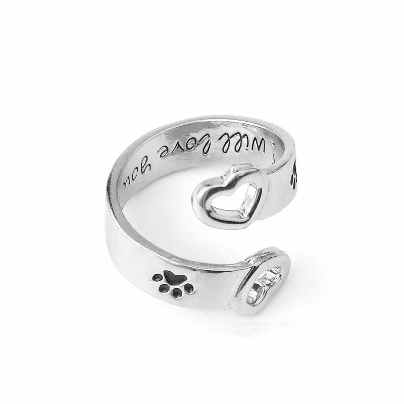 Lovely-double-heart-dog-print-adjustable-rings-cute-cat-dog-paw-opening-finge-rings-for-women