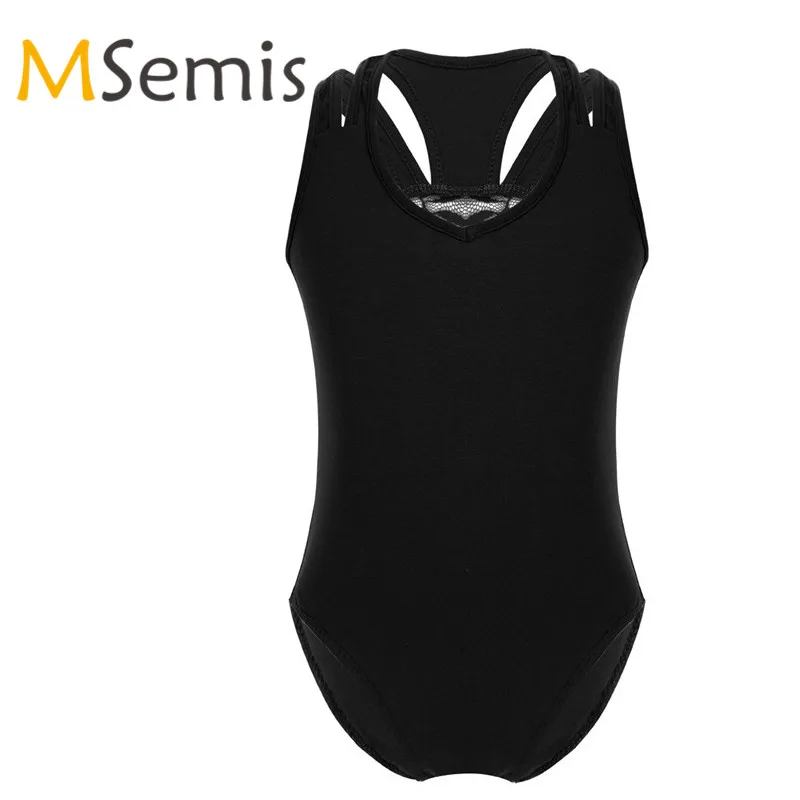 

Children's Gymnastics Swimsuit for Kids Girls Ballet Leotard for Dancing Lace Splice Racer Back Cotton Ballet Dance Clothing