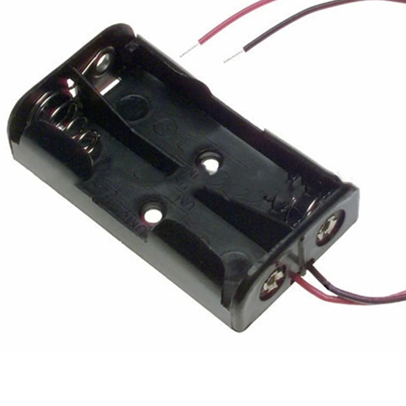 100 Pcs Hot Plastic Black Aa Battery Box 3v Storage Battery Holder For
