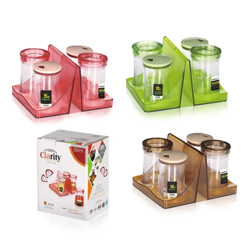 

Transparent Plastic Seasoning Box With Spoon Spice Storage Box Case Condiment Bottle Salt Spice Jar Cooking Supplies SB-005