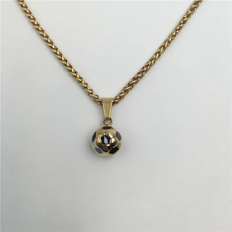 2016 New Trendy Soccer Pendant Necklace Gold color Punk Jewelry