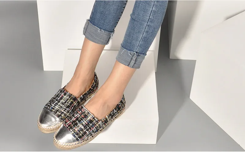 Hot Sale Slip-On Round Toe New Fashion High Quality Sweet Women Flats Hemp Espadrilles Casual Ladies Loafers Shoes Size 34-42