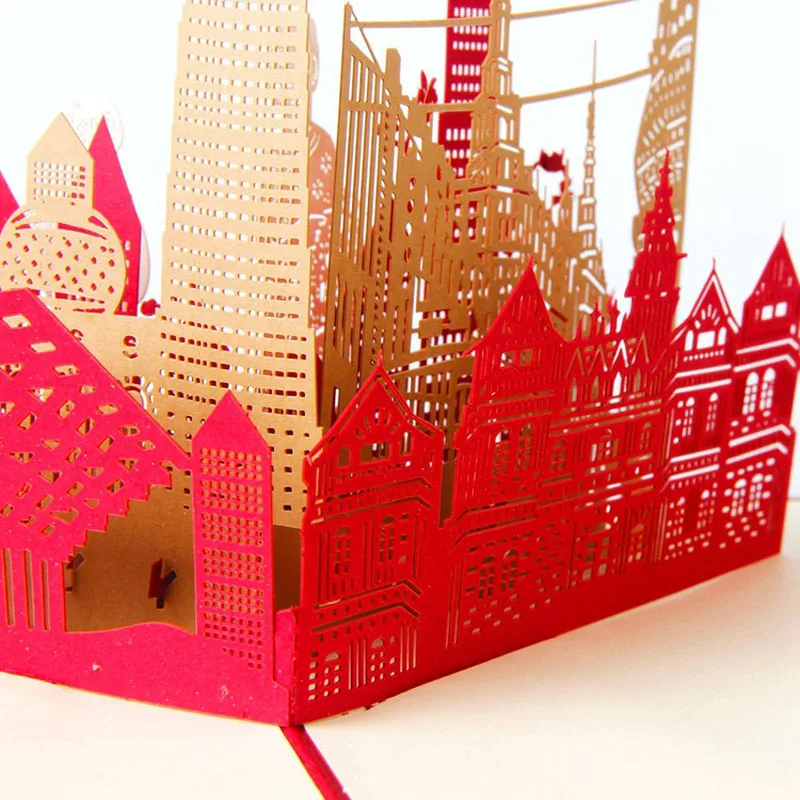  3D Laser Cut Handmade Shanghai Architecture Paper Invitation Greeting Cards PostCard Business Festi - 32791385711