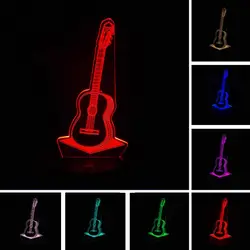 3D Мода Гитара ночного освещения festival 2018 7 цветов Изменение сенсорный Светодиодный Настольные лампы подарки для детской спальни гостиная