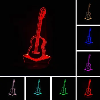 

3D Fashion Guitar Night Lighting festival 2018 7 Colors Changing Touch LED Table Lamps toyss For Children's Bedrooms Livingroom
