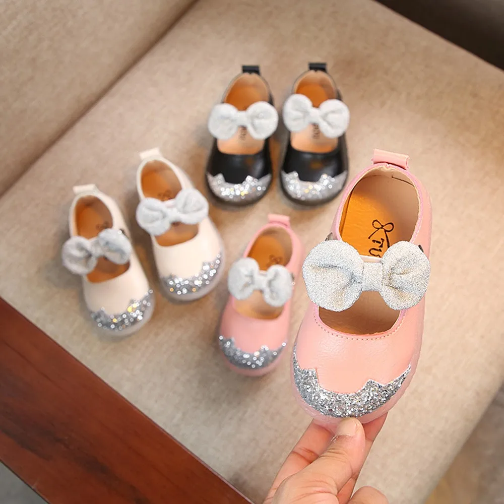 

2018 Children Infant Kid Girls Bling Bowknot Princess Party Single Casual Shoes kids shoes for girl