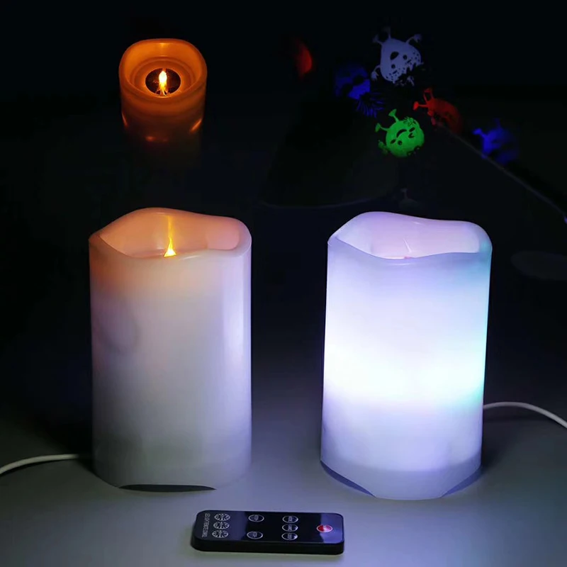 Романтические свечи проектор ночник USB Powered 2 в 1 мерцающие огни украшение на Хэллоуин, Рождество с удаленным Управление