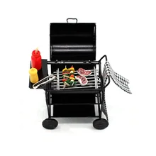 Мини Черный барбекю автомобиль и еда набор 1:12 Кукольный дом аксессуары деликатное моделирование украшения Кукольный дом сцена набор для барбекю