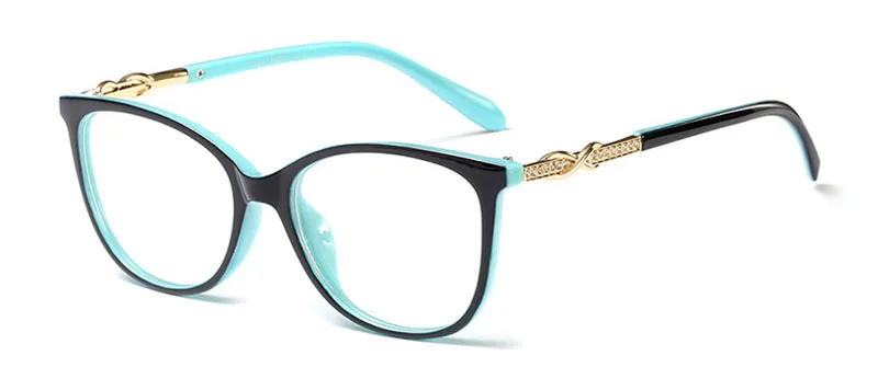 SHAUNA Роскошные хрустальные декоративные очки, оправа для женщин, линзы из смолы, оптические очки - Цвет оправы: Blue
