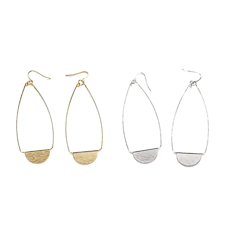 

2 Pcs Creative Geometric Earrings Semicircular Water Drop Shape Minimalism Simple Elegant Design Female Danglers Jewelry