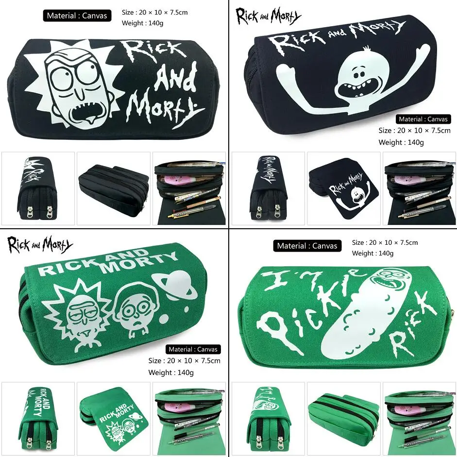 

Rick and Morty Pickle Rick Canvas Pencil Case student pen bag Cartoon Makeup Bag Cosmetic bag Zipper Stationery Bag Stationery