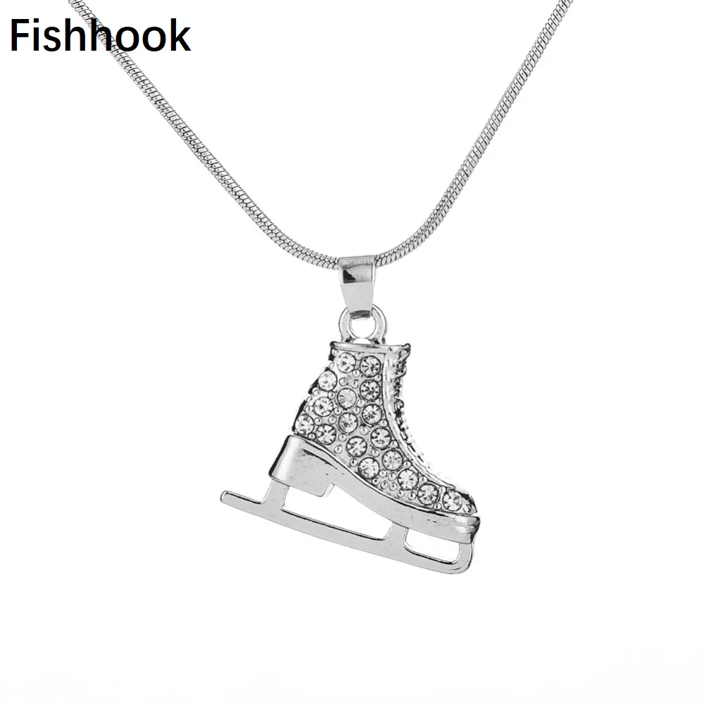 Fishhook Kvalitní 3D brusle na led korál náhrdelník připravit krystaly bílé smalt bijoux ženy šperky