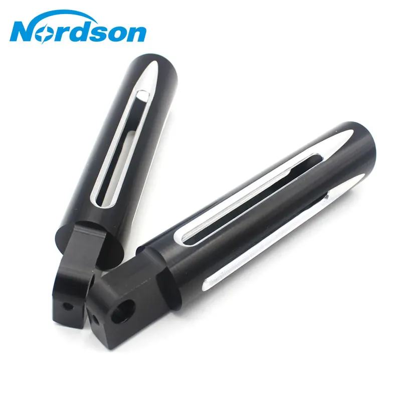 1Pair Black Aluminum Hollow Motorcycle Front Footrest Foot Pegs For