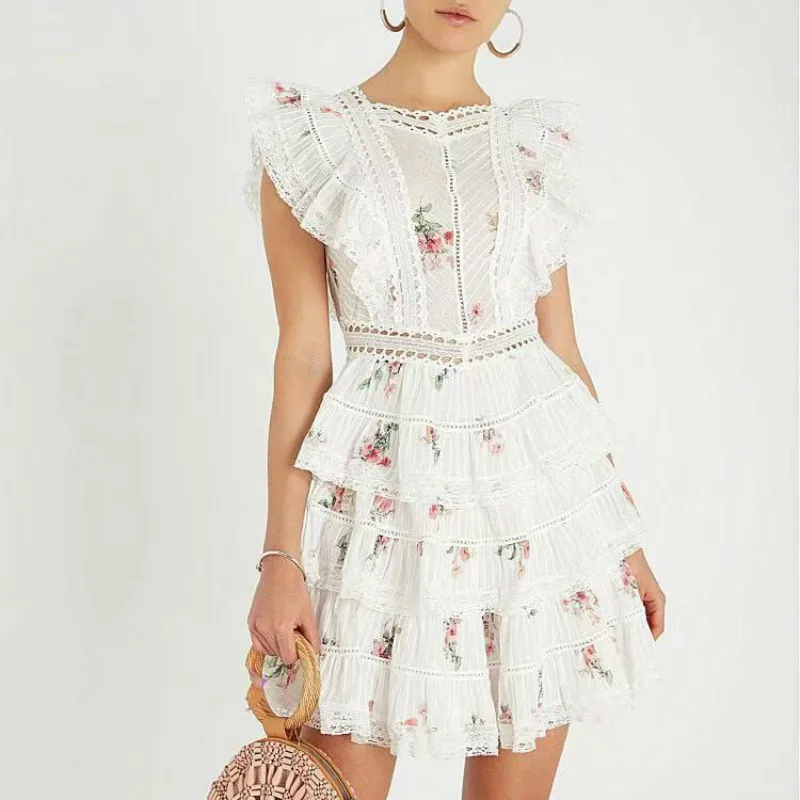 

2019 Summer Sleeveless Dresses Women High Waist Backless Lace Up Print Mini Dres Boho Dresss Female Sweet Style Fashion vestidos