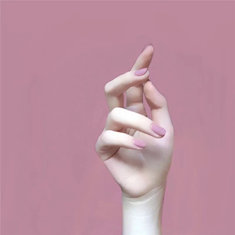 

24Set Full Cover Manicure Beauty Matte Purple False Nail Patches Girl Korean Pure Color Short Square Fake Nails DIY Decoration