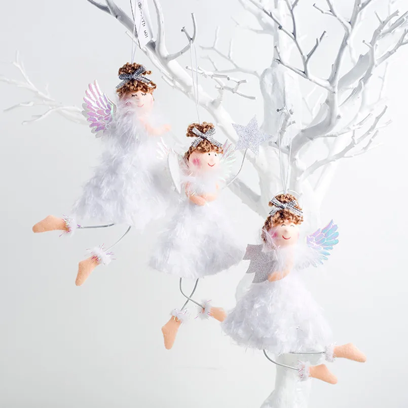

New 2019 Christmas Ornaments Cartoon Plush Angel Pendant Merry Christmas Tree Decorations Navidad Decor For Home Dropshipping