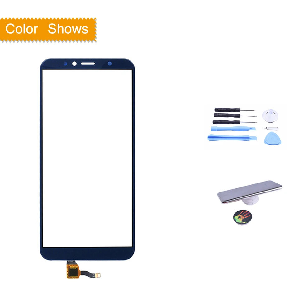 blue with gift Сенсорный экран для huawei Y6 PRIME ATU-L31 сенсорный экран Y6 Сенсорная панель дигитайзер Переднее стекло Внешний объектив 5,7" - Цвет: blue with gift