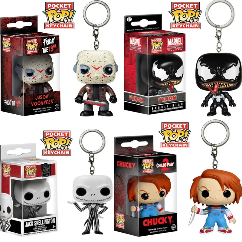 FUNKO POP Cute Pocket Keychain Jack Skellington Chucky Jason Voorhees Venom pvc Action Figures Toys for children birthday gift FUNKO POP Cute Pocket Keychain Jack Skellington Chucky Jason Voorhees Venom pvc Action Figures Toys for children birthday gift
