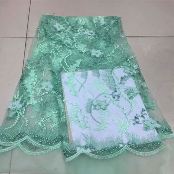 

High Quality Party Fashionable Embroidered French Lace 3d Flower Beaded Dress Net Lace Fabric X469-4
