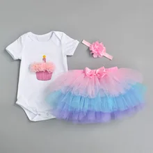 Г. Комплект праздничной одежды с цветочным рисунком для новорожденных девочек, одежда для первого дня рождения с юбкой-пачкой для девочек, костюм из тюля для малышей