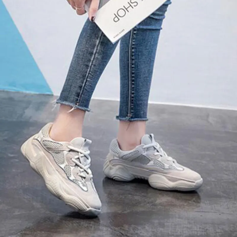 2018 INS Women Summer Flats platform sneakers fashion mesh Breathable Thick soled shoes female vulcanize shoes Lightweight M620 Women's Shoes
