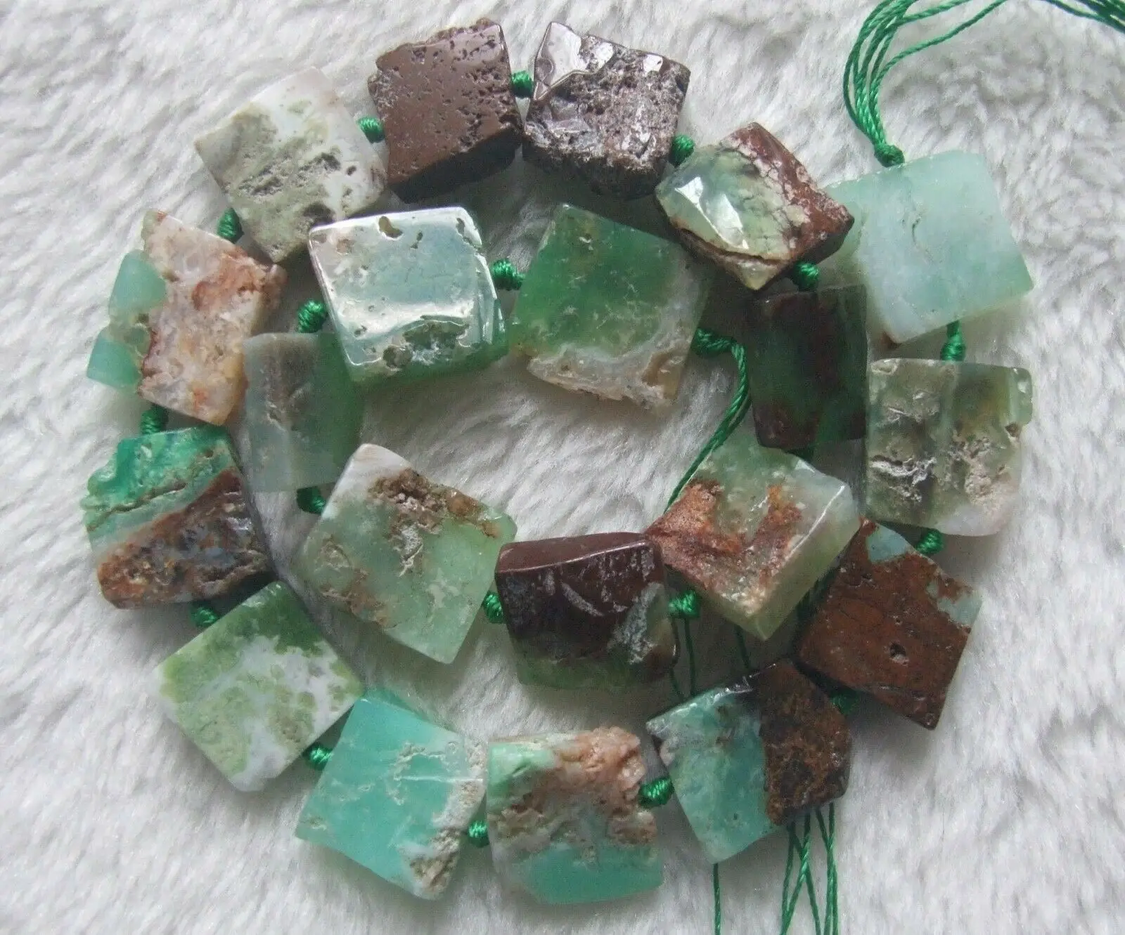 

17mm Natural Green Opal Near Square Loose Beads 15.5Inch