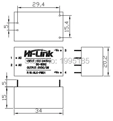 2 шт. hlk-pm01 AC-DC 220 В до 5 В шаг-Подпушка Питание модуль интеллектуальных бытовых переключатель Питание модуль