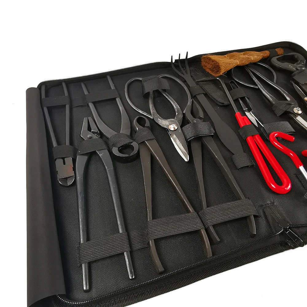 Bonsai Tool Set Carbon Steel Extensive 14-pc Kit Cutter Scissors W/ Nylon Case 