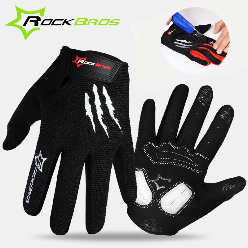 ROCKBROS Mens Breathable Cycling Gloves Full Finger MTB