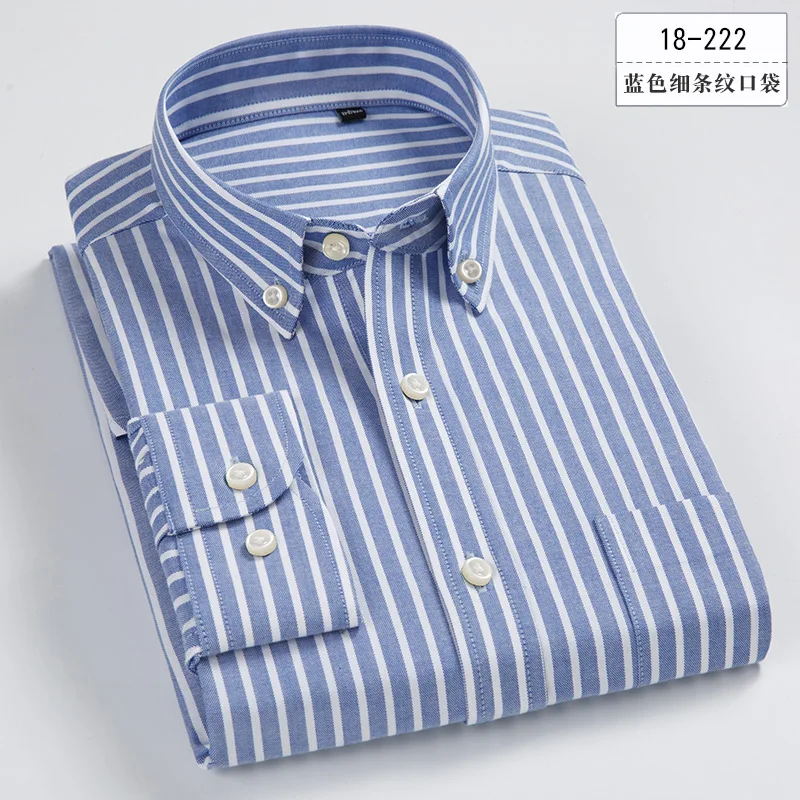 100% Cotton Oxford Mens Shirts Striped Business Casual Soft Dress Social Shirts Regular Fit Male Shirt Big Size 8XL dress shirts men casual shirts