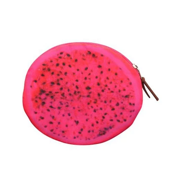 

Creative Women Kids 3D Fruit Coins Card Holder Purse Zipper Pouch Bag Wallets Rose Red Dragon fruit
