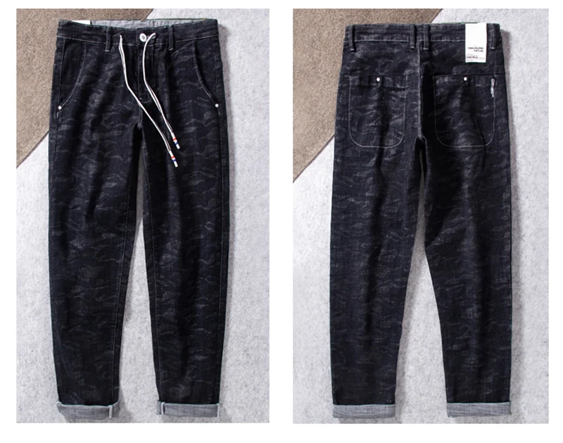 Для мужчин камуфляж шнурок джинсы хип-хоп дизайнер бренда прямые джинсовые штаны Свободные Стиль большие Размеры 30- 40 42 44 46